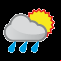 Céu nublado com chuva moderada